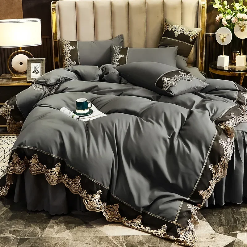 Skincare Polished Light Luxury European Style Embroidery Four Piece Set Solid Color Lace Bed Skirt Four Piece Set
Skincare Polished Light Luxury European Style Embroidery Four Piece Set Solid Color Lace Bed Skirt Four Piece Set
