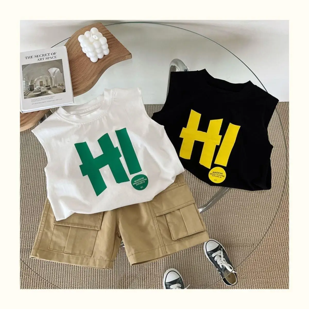 2025 Summer New Cute Boys Girls Letter Print Vest Loose Children Casual Vest Cotton Baby Tee Loose Kids Clothes 6 Sda92418092784e358c4433f11e80c333z