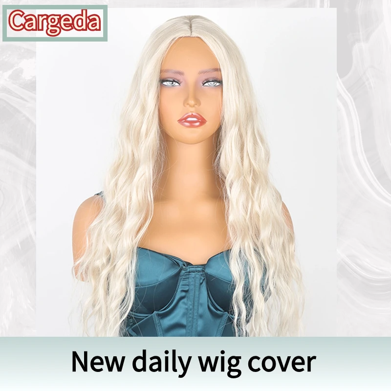 

Fashionable Wig For Women With Blonde Bangs Long Curly Daily Hair Natural Wavy Wig Headgear Chemical Fiber Wig Full Headgear