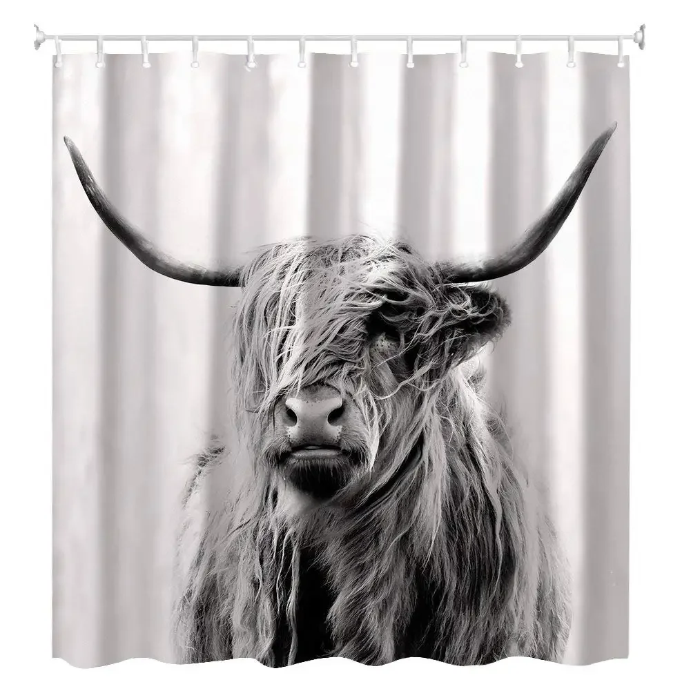 Занавеска для душа Highland Cow Bull, забавная занавеска серого цвета для западного фермерского зала, современная модная водонепроницаемая ткань из полиэстера с крючками
Занавеска для душа Highland Cow Bull, забавная занавеска серого цвета для западного фермерского зала, современная модная водонепроницаемая ткань из полиэстера с крючками