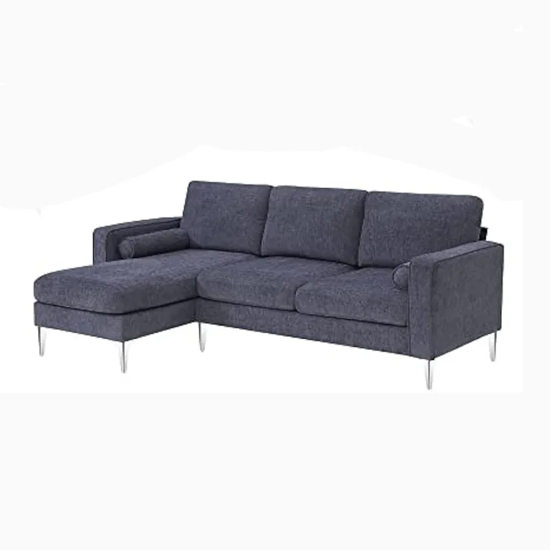 L-shaped Sofa 3 Seats, 86" Convertible With Two Round Pillows, Sponge Filled, Chenille Fabric, Modern Sectional Home Furniture
L-shaped Sofa 3 Seats, 86" Convertible With Two Round Pillows, Sponge Filled, Chenille Fabric, Modern Sectional Home Furniture
