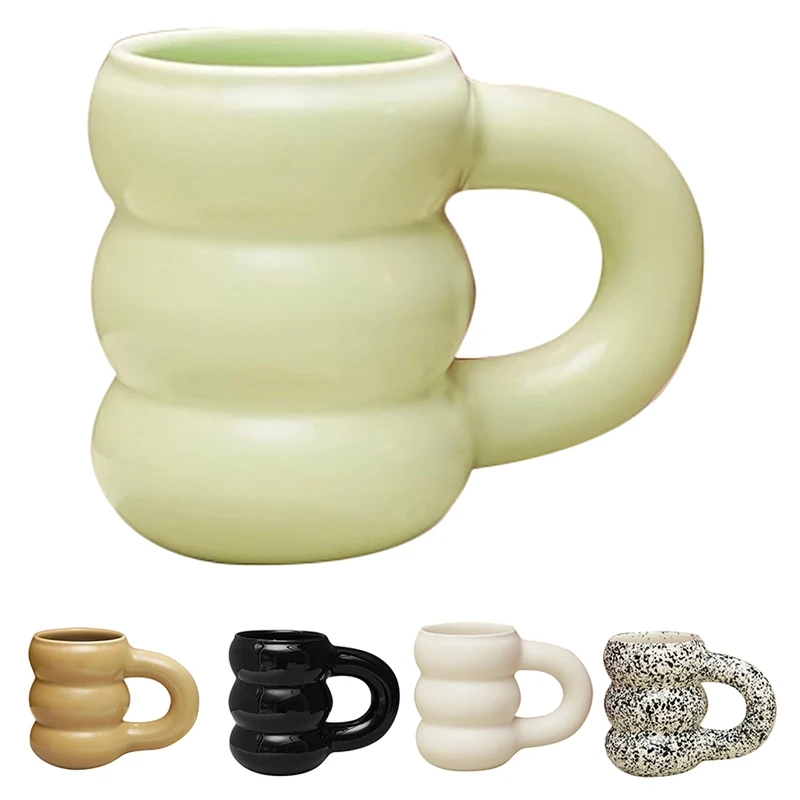 

1Pcs Creative Water Cup Ceramic Mug Nordic Big Coffee Mugs With Big Handrip Colored Ceramics Big Juice Mugs