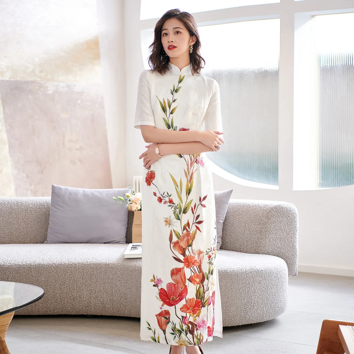 Chinese Fashion Heongsam Spring Summer Straight Dress Ankle-Length Floral Pencil Dress Party Evening Clothing Photograph
Chinese Fashion Heongsam Spring Summer Straight Dress Ankle-Length Floral Pencil Dress Party Evening Clothing Photograph