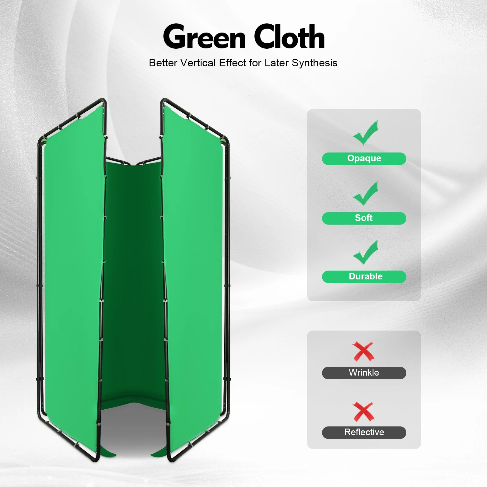 4x2.4-meter Photography Backdrop Stand with Green Cloth Quadruple Screen Background Bracket for Live Videos Interviews Parties 4x2.4-meter Photography Backdrop Stand with Green Cloth Quadruple Screen Background Bracket for Live Videos Interviews Parties