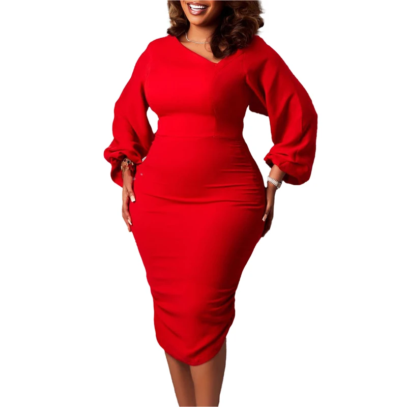 2023 New Summer Office Lady Dresses For Nigeria Girls's Solid Round Neck Long Sleeveed Hight Waist Fashion African Pencil Dress
2023 New Summer Office Lady Dresses For Nigeria Girls's Solid Round Neck Long Sleeveed Hight Waist Fashion African Pencil Dress