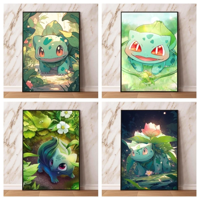 

Canvas Posters Pokemon Bulbasaur Cartoon Character Picture Living Room Kid Action Figures Wall Art Home Prints And Prints