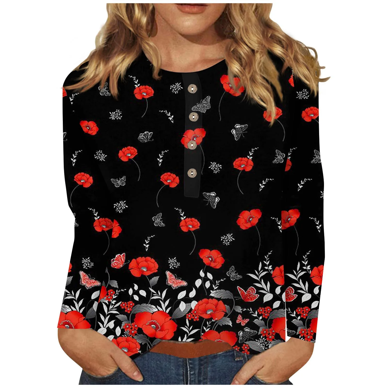 Women'S Fashion Casual Printed Button-Down Neck Long Sleeve Top Blouse Simple And Cute New Fashion Women'S Sweater Top 2023
Women'S Fashion Casual Printed Button-Down Neck Long Sleeve Top Blouse Simple And Cute New Fashion Women'S Sweater Top 2023