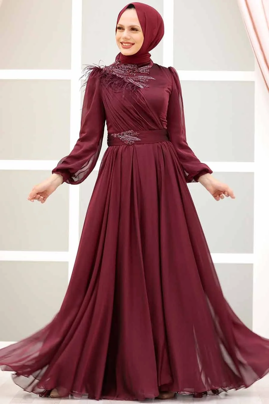 Burgundy Chiffon Long Sleeve Muslim Evening Dresses High Neck Islamic Hijab Prom Formal Party Gown Arabic Dubai Robe De Soiree
Burgundy Chiffon Long Sleeve Muslim Evening Dresses High Neck Islamic Hijab Prom Formal Party Gown Arabic Dubai Robe De Soiree