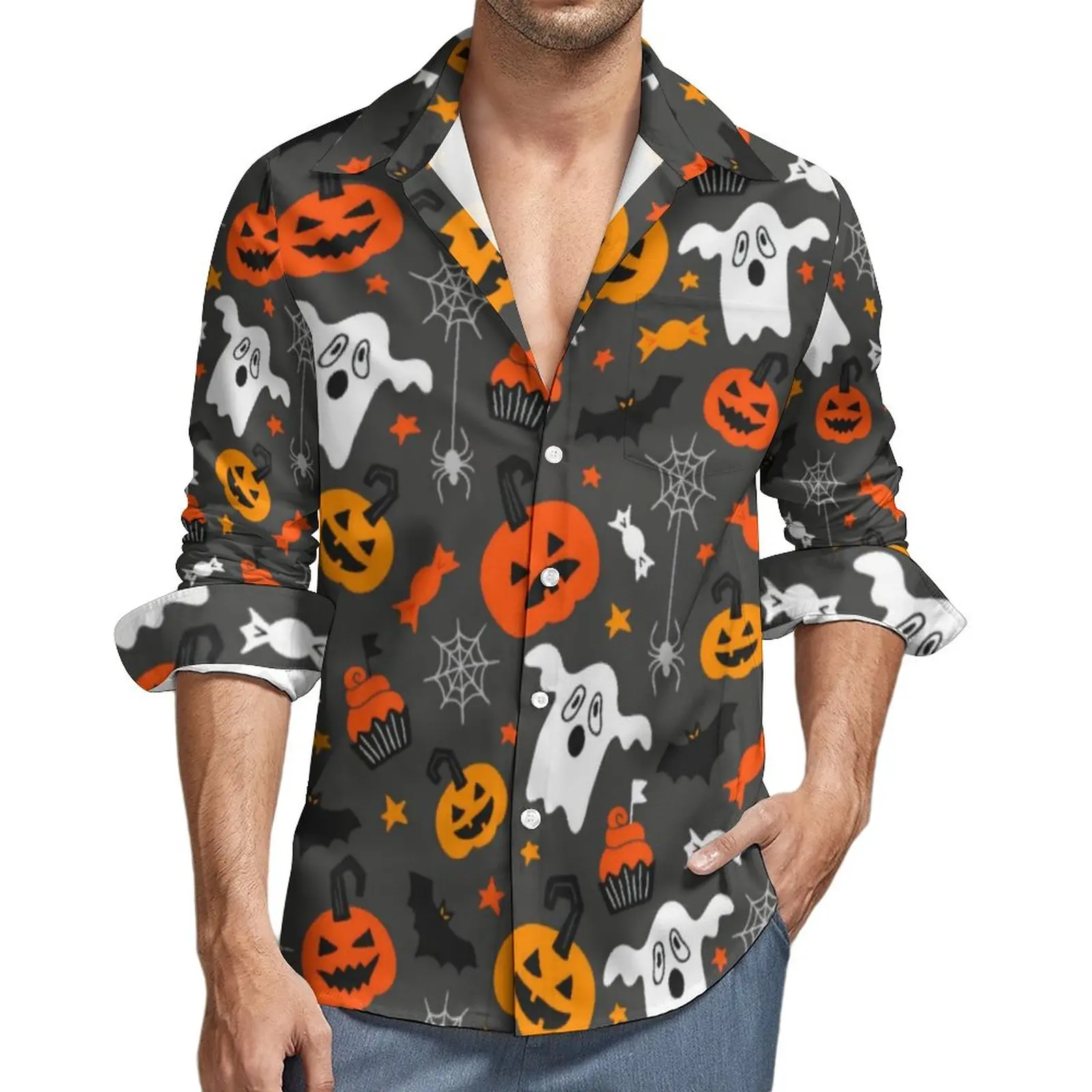 Spooky Ghost Shirt Autumn Pumpkins And Baws Casual Shirts Men Fashion Blouses Long Sleeve Custom Stylish Clothing Big Size 4XL
Spooky Ghost Shirt Autumn Pumpkins And Baws Casual Shirts Men Fashion Blouses Long Sleeve Custom Stylish Clothing Big Size 4XL