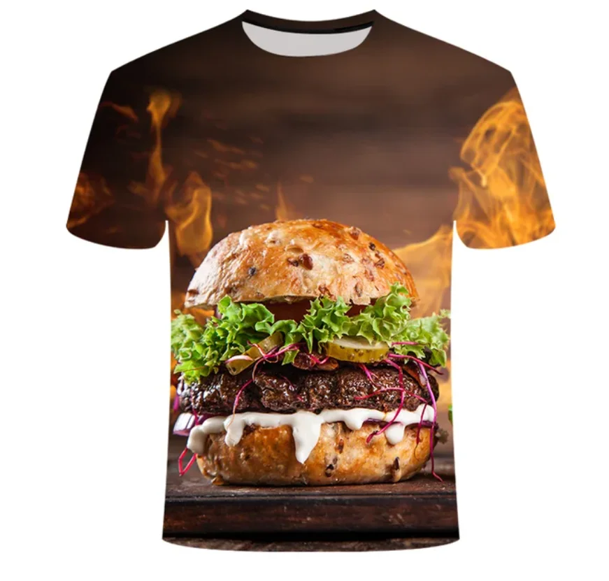 

2024 Newest French Fries 3D Printed T Shirt Men Women Summer Fashion Casual Funny T-shirt Hamburger Harajuku Streetwear Tops