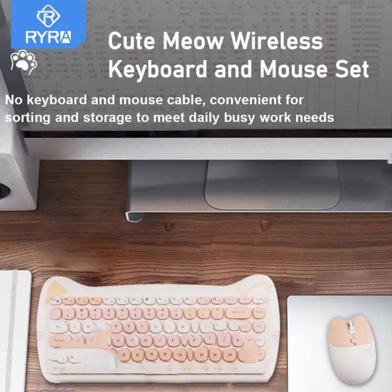 RYRA Cute Meow 2.4G Wireless Keyboard And Mouse Set Waterproof Mini Multimedia Ergonomics Keyboard And Mouse Combo For Girl Gift
RYRA Cute Meow 2.4G Wireless Keyboard And Mouse Set Waterproof Mini Multimedia Ergonomics Keyboard And Mouse Combo For Girl Gift