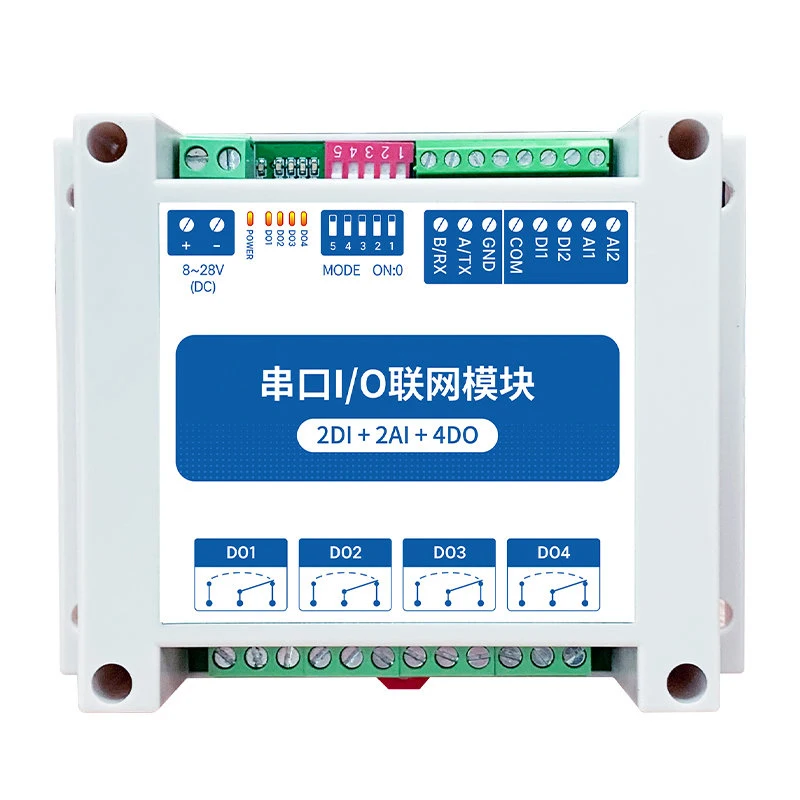 Сетевой модуль ввода/вывода Modbus RTU RS485, управление с последовательным портом 2DI + 2AI + 4DO Φ 4, выходной Watchdog для PLC
Сетевой модуль ввода/вывода Modbus RTU RS485, управление с последовательным портом 2DI + 2AI + 4DO Φ 4, выходной Watchdog для PLC