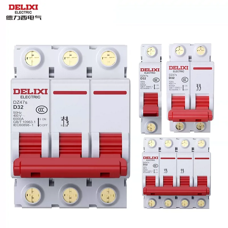 

DELIXI Miniature circuit breaker MCB DZ47S 6KA 3P type D 1A 2A 3A 4A 6A 10A 16A 20A 25A 32A 40A 50A 63A