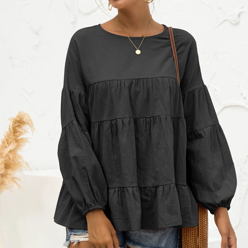 Women Long Sleeve Crew Neck Baggy Slight Strech T-Shirt Ladies Casual Solid Loose Frilly Pullover Elegant Tops For Free Shipping
Women Long Sleeve Crew Neck Baggy Slight Strech T-Shirt Ladies Casual Solid Loose Frilly Pullover Elegant Tops For Free Shipping