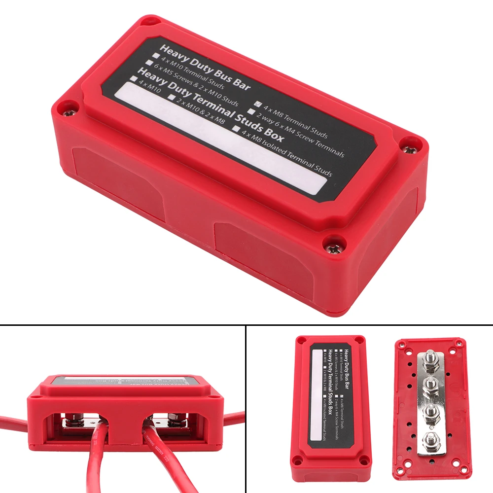 Busbar Box 4 Terminal Studs Power Distribution Block For Car Motorhome Yacht Cable Organizer Box
Busbar Box 4 Terminal Studs Power Distribution Block For Car Motorhome Yacht Cable Organizer Box