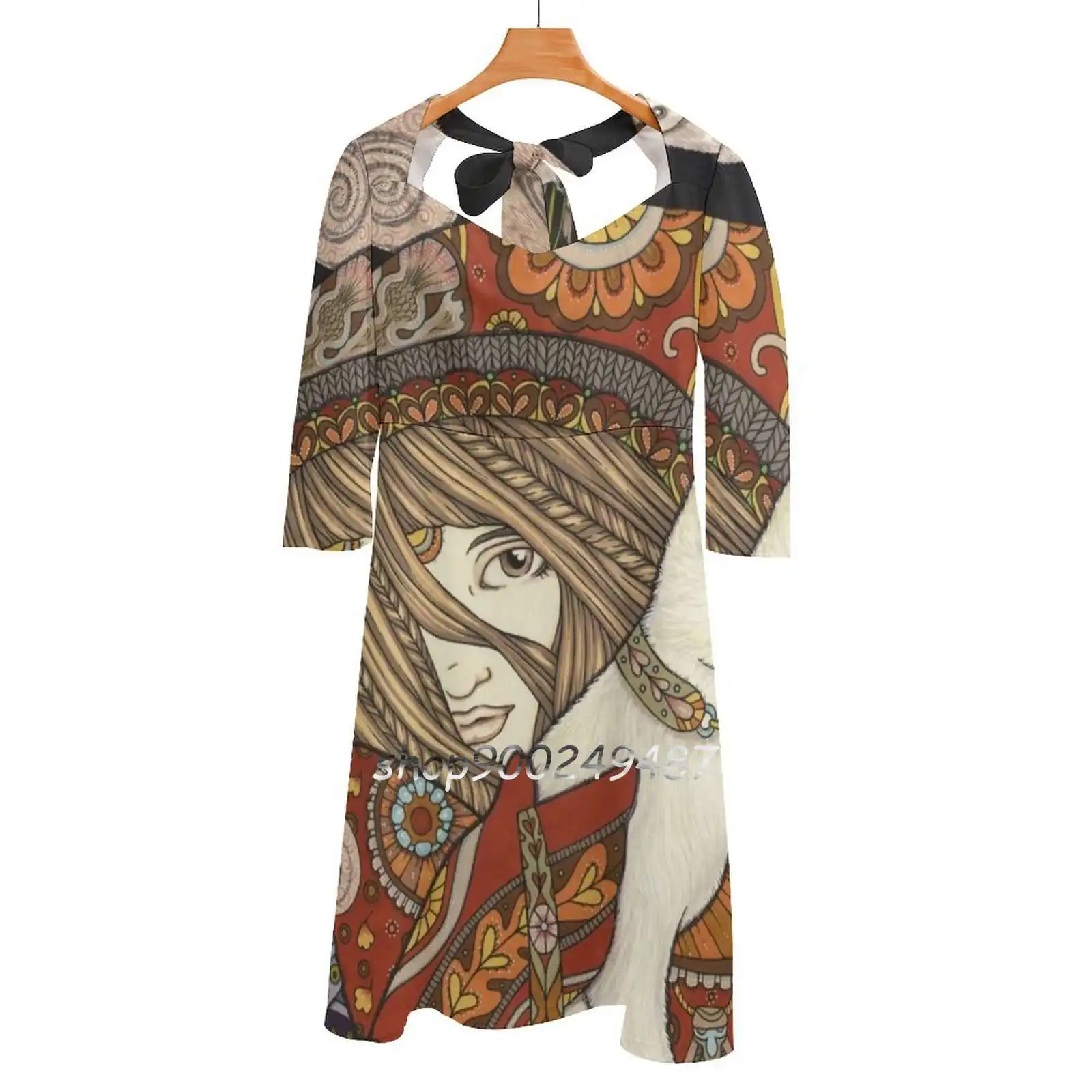 

The Visionary Sweetheart Knot Flared Dress Fashion Design Large Size Loose Dress Ace Of Wands Tarot Cat Owl Creative Creatrix