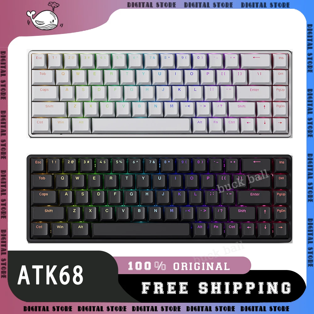 

ATK68 Gamer Mechanical Keyboard 68 Keys Wired Keyboard RGB Esports Magnetic Switch OEM Keycaps PBT For Win/Mac Gaming Keyboard