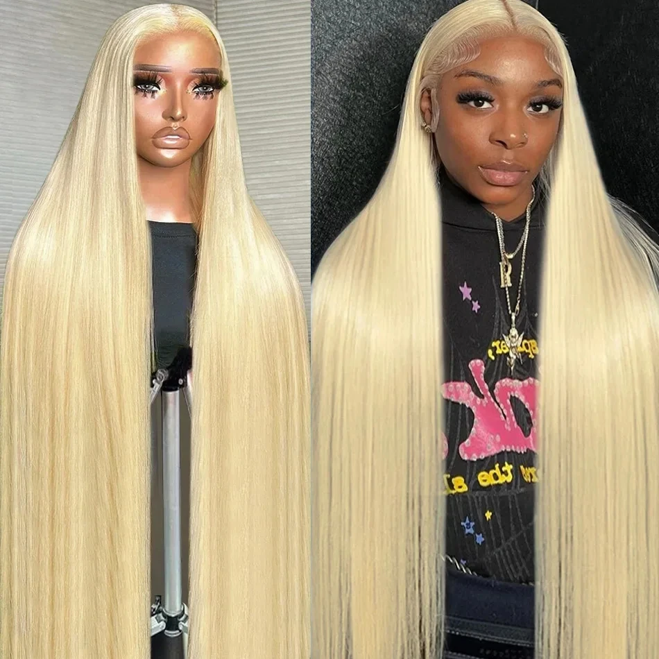 

613 Honey Blonde Bone Straight 13x6 Lace Front Human Hair Wig Brazilian 180% Colored 13x4 Lace Frontal Wigs For Women