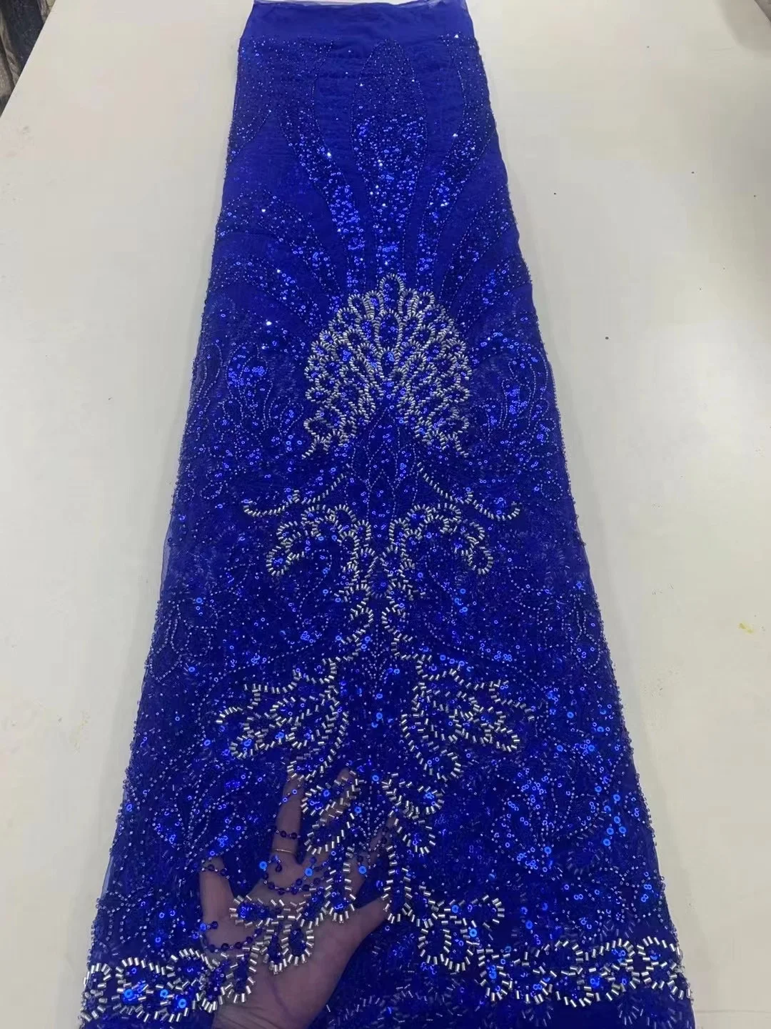 Royal BLue uxury Sequence African Lace Fabric High Quality French Tulle Lace Embroidery Sequins With Beads For Party Dress Sew
Royal BLue uxury Sequence African Lace Fabric High Quality French Tulle Lace Embroidery Sequins With Beads For Party Dress Sew