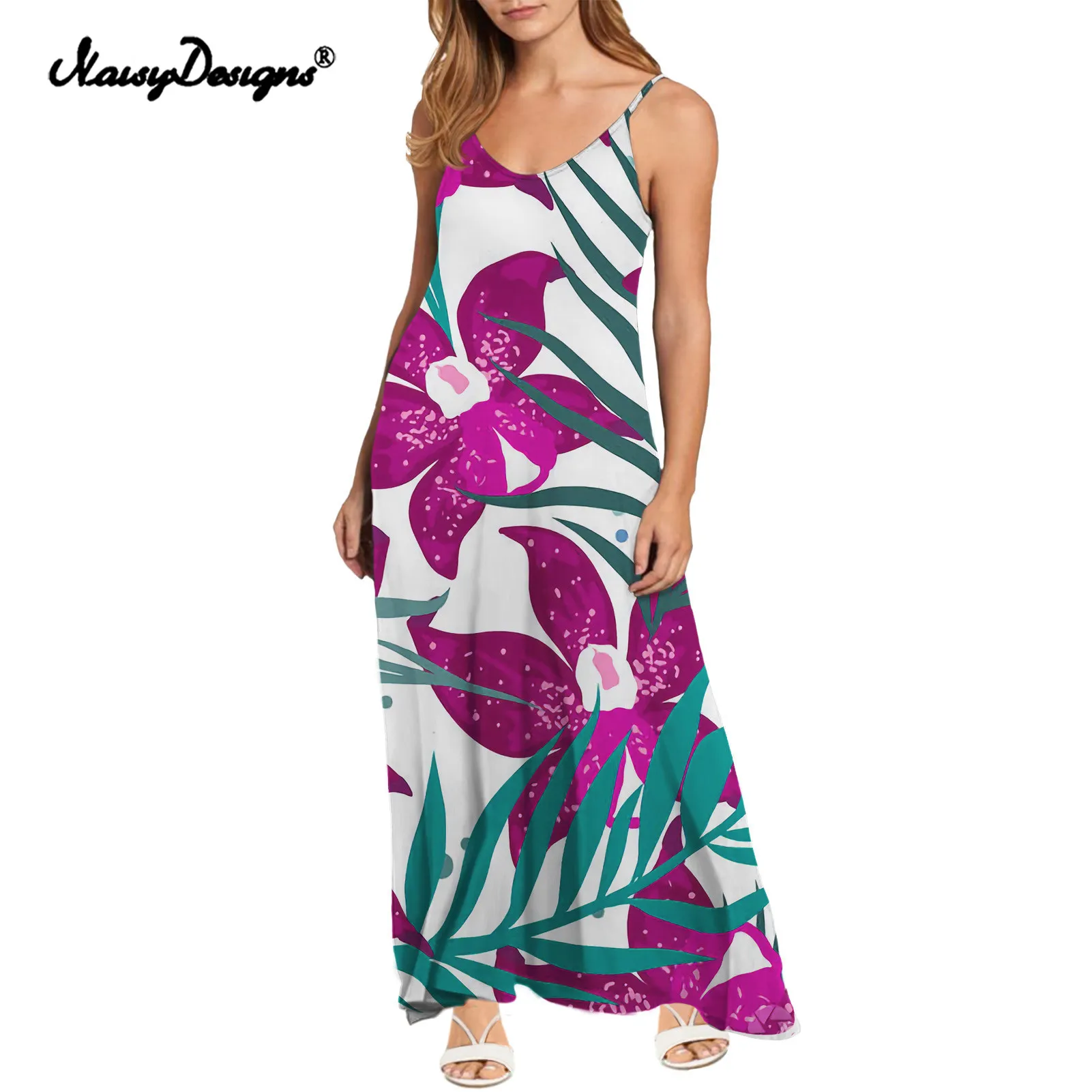 

Noisydesigns Fashion Ladies Hawaiian Tropical Floral Print Dress Women Casual Holiday Beach Summer Dress Female Dresses Loose