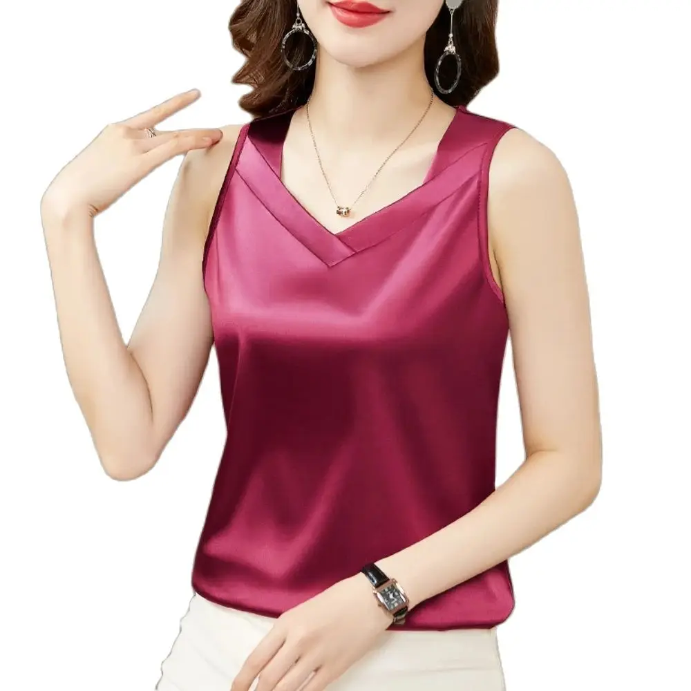 

Fashion Strap Tops Women Halter V Neck Satin Basic Tank Tops Women's All-Match Camisole Suspender Vest Casual Woman Clothing