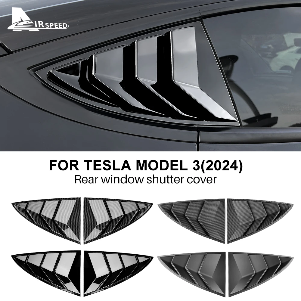 

Крышка затвора заднего окна автомобиля для Tesla Model 3 2017-2023 2024 Highland ABS, жалюзи, боковая решетка вентиляции, модифицированные треугольные аксессуары
