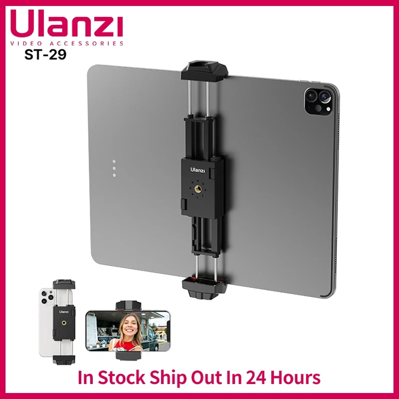 

Ulanzi ST-29 Universal Tablet Tripod Mount Stand Phone Holder w Cold Shoe For iPhone iPad Air Pro Horizontal Vertical Shooting