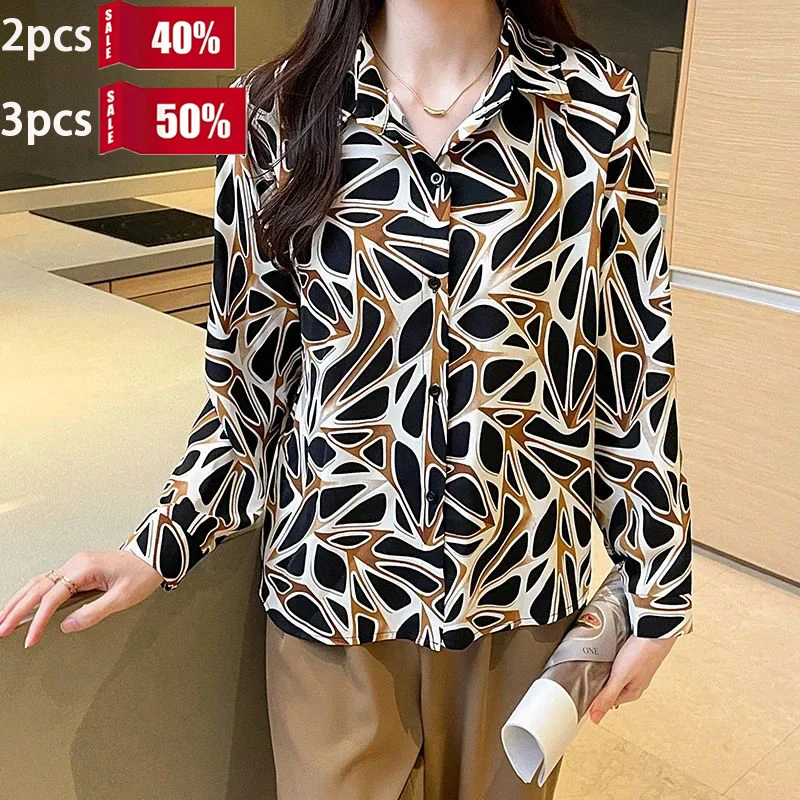 

Elegant Style Ladies' Top for Day-to-day and Workplace Graceful Design Women's Blouse with Chic Print and Buttons