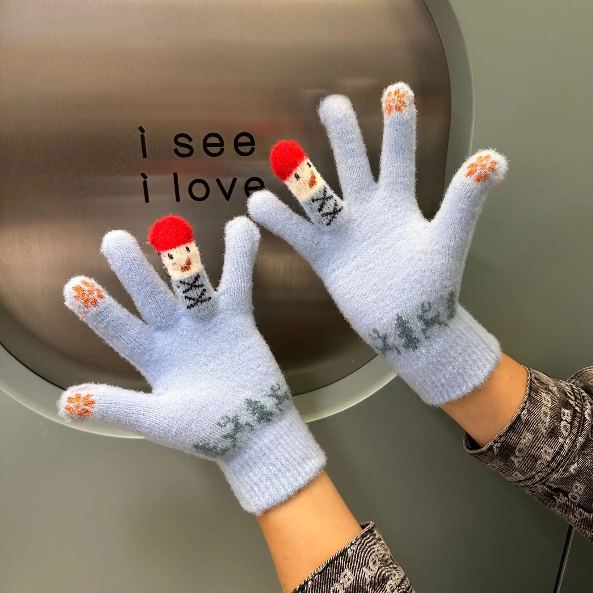 Christmas snowman touch screen gloves female winter lovely Korean version of students crystal yarn with velvet all fingers warm
Christmas snowman touch screen gloves female winter lovely Korean version of students crystal yarn with velvet all fingers warm