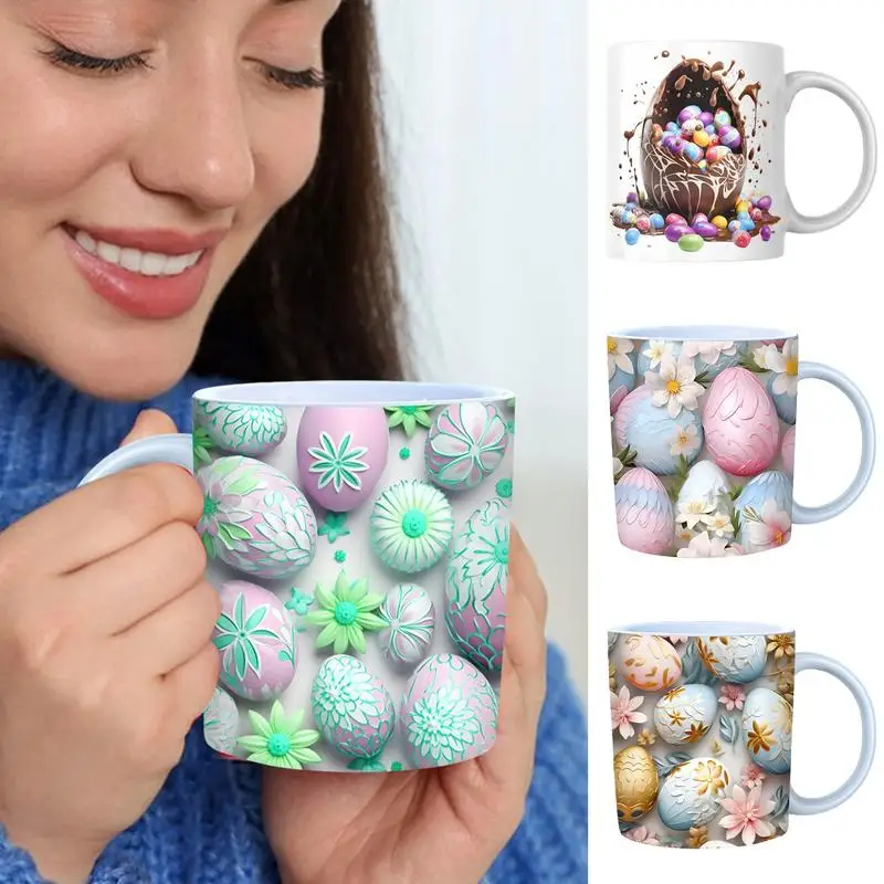 

Пасхальные кофейные кружки, керамическая чайная чашка с C-образной ручкой, праздничные подарки, цветная посуда для напитков, термостойкая молочная кружка