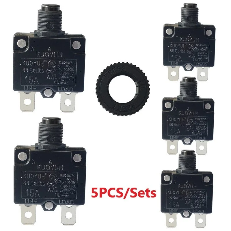 

5PCS 88 Series 3A 5A 6A 7A 8A 9A 10A 12A 15A Circuit Breaker Overload Switch Over Current Protector KUOYUH