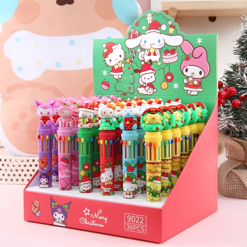 Рождественская мультяшная шариковая ручка Sanrio, десять цветов, инструмент для письма для студентов, милая маркерная ручка 0,7 мм, канцелярские принадлежности для студентов и школ
Рождественская мультяшная шариковая ручка Sanrio, десять цветов, инструмент для письма для студентов, милая маркерная ручка 0,7 мм, канцелярские принадлежности для студентов и школ