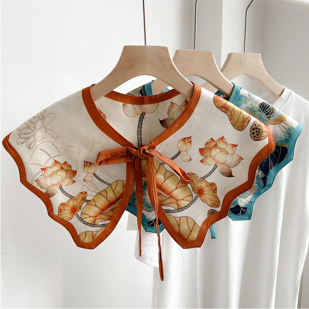 Summer Floral Fake Collar For Women Girls Detachable Half Shirt Lapel Blouse Lace-Up False Collar Bandage Scarf Shawl Wrap
Summer Floral Fake Collar For Women Girls Detachable Half Shirt Lapel Blouse Lace-Up False Collar Bandage Scarf Shawl Wrap