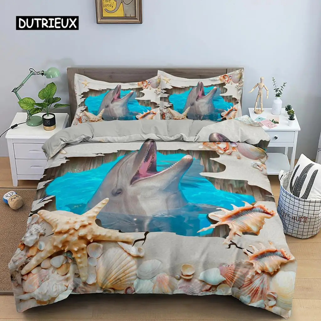 Dolphin Duvet Cover 3D Bedding Set Boys Girls Adults Comforter Cover Queen King Home Textiles Marine Life Polyester Quilt Cover 
Dolphin Duvet Cover 3D Bedding Set Boys Girls Adults Comforter Cover Queen King Home Textiles Marine Life Polyester Quilt Cover
