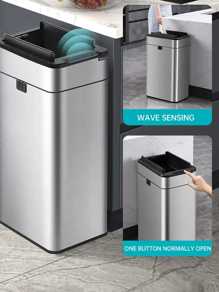 

Smart Sensor Trash Can Stainless Steel Automatic Wastebin For Bathroom Kitchen Smart Bucket Garbage 30L 40L 50L 60L Trash Bin