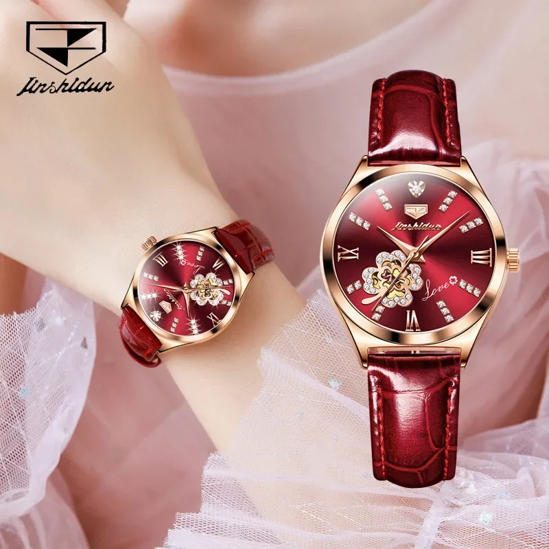Jinshidun Brand One Four Leaf Grass Inlaid Diamond Hollow Mechanical Watch Waterproof Women's Watch
Jinshidun Brand One Four Leaf Grass Inlaid Diamond Hollow Mechanical Watch Waterproof Women's Watch