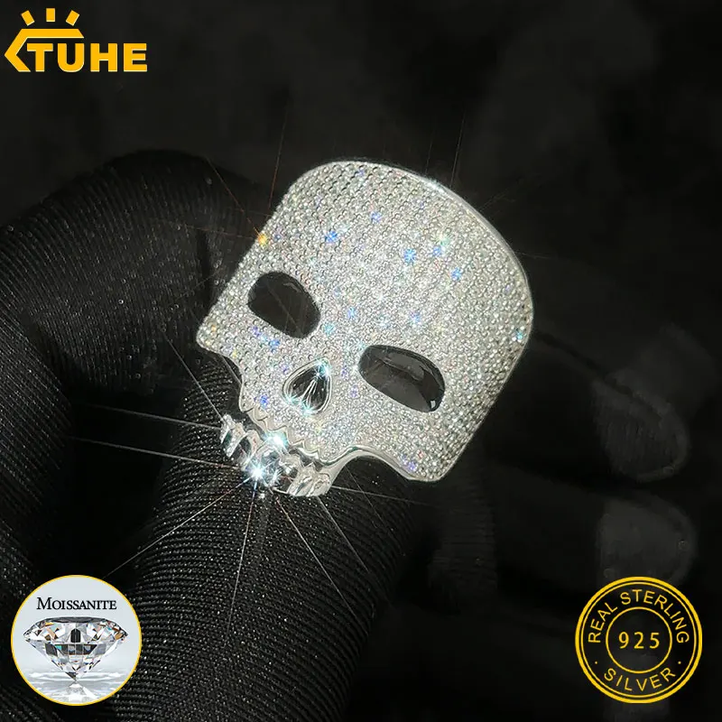 

Мужское кольцо-скелет TUHE, унисекс, серебро 925 пробы, украшение для пар, украшение в стиле хип-хоп, подарки