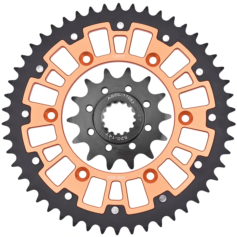 

520 50T 14T Steel Aluminum Composite Front Rear Sprocket Kits For KTM 300 XC-W 350 SX-F XC-F LC4 360 380 SX EXC 400 450 500 520