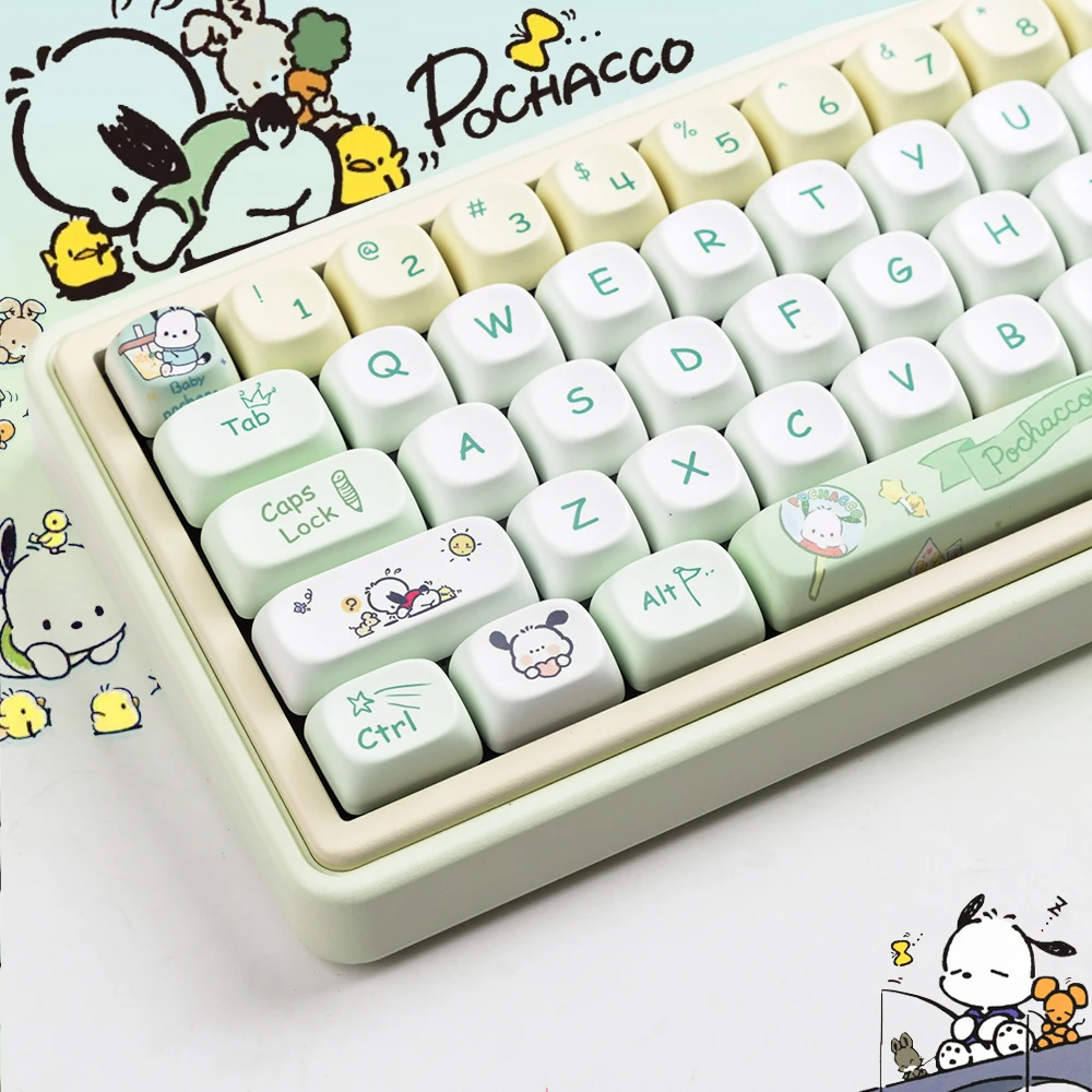 

LUCKY-Pochacco Dog 144Keys/Set PBT Keycaps MOA Profile DYE-SUB DIY Custom KeyCap for MX Switch Game Mechanical Keyboard