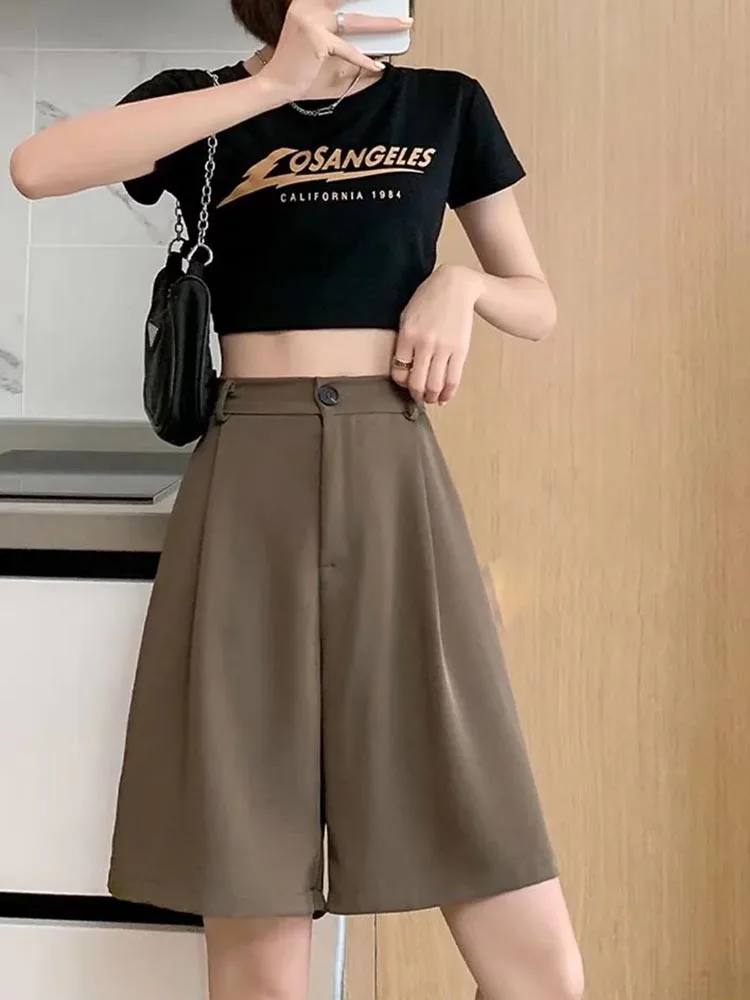 Women's Shorts High Waist White Black Suit Wide Leg Short Pant Knee Length Fashion Loose Casual Straight Summer Shorts for Women
Women's Shorts High Waist White Black Suit Wide Leg Short Pant Knee Length Fashion Loose Casual Straight Summer Shorts for Women