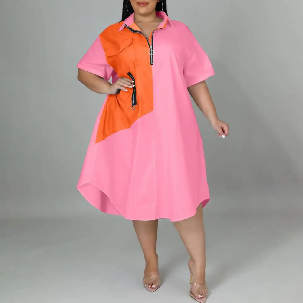 Charming Women Dress Anti-pilling Shirt Dress Plus Size Women Patchwork Color Casual Dress Versatile
Charming Women Dress Anti-pilling Shirt Dress Plus Size Women Patchwork Color Casual Dress Versatile