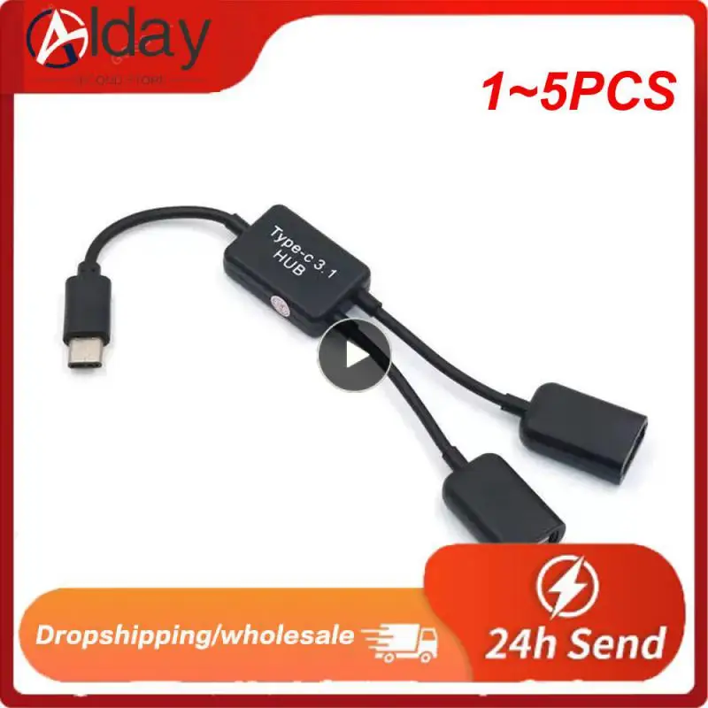 

1 ~ 5 шт. кабель-концентратор с Micro USB / Type C на 2 OTG с двумя портами, Y-образный разветвитель, адаптер-конвертер Micro-USB Type-C для планшетов, Android, мыши