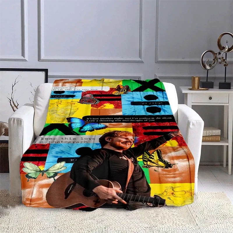 

3D trendy music English male singer Ed Sheeran flannel nap blanket sofa home travel portable bedroom winter warmth soft blanket