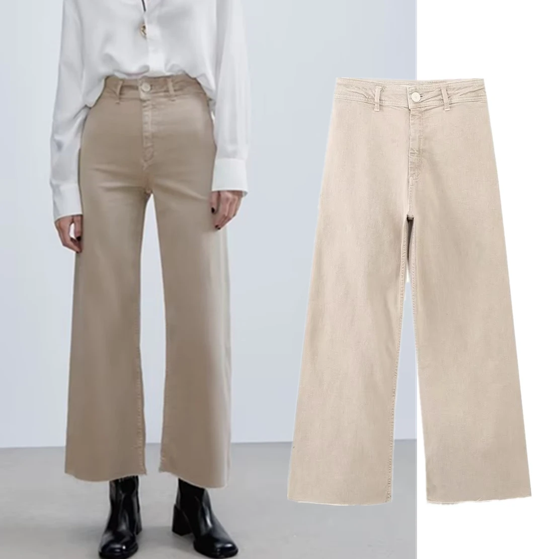 Jenny&Dave 2023 High Waist Commuter Cropped Pants Women Khaki Color Trousers Autumn New Fashion Ladies Casual Wide Leg Pants
Jenny&Dave 2023 High Waist Commuter Cropped Pants Women Khaki Color Trousers Autumn New Fashion Ladies Casual Wide Leg Pants