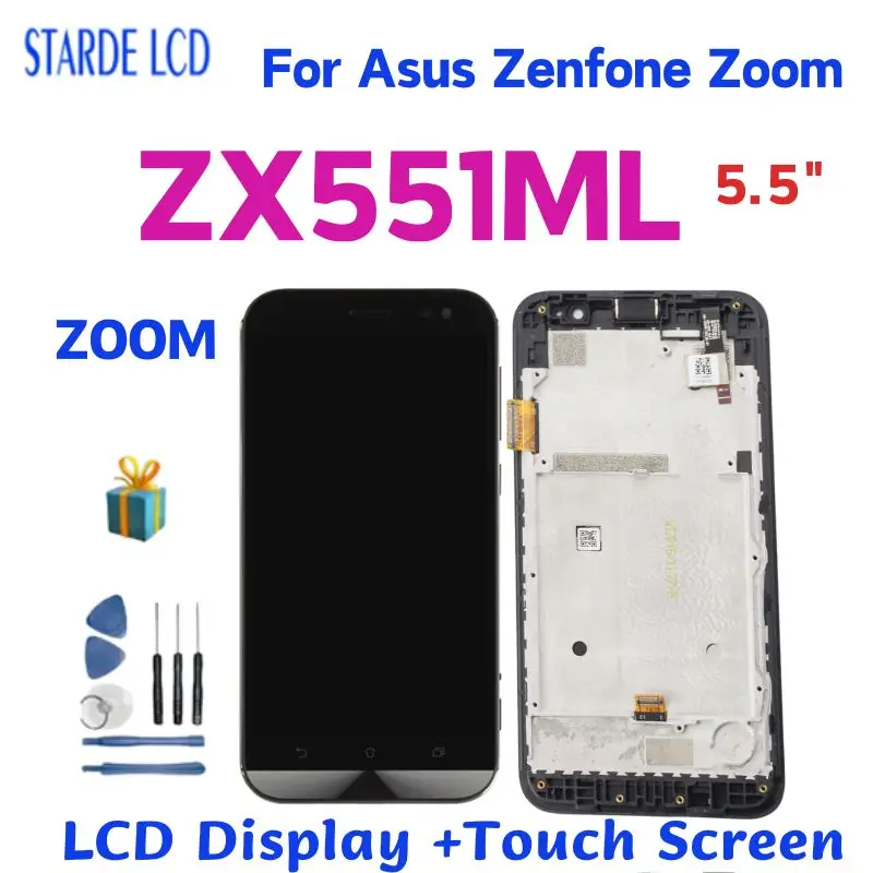 

5.5'' For Asus Zenfone Zoom ZX551ML LCD Display Touch Screen Digitizer Assembly with Frame Screen Replacement ZOOM Z00XS LCD