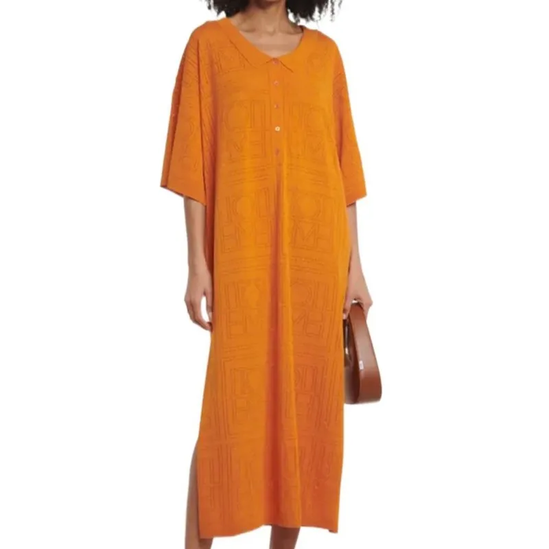 Women Slit Solid Knitting Midi Dress Minimalist Hollow Out Short Sleeved Turn-down Collar Front Buttons Loose Female Robes
Women Slit Solid Knitting Midi Dress Minimalist Hollow Out Short Sleeved Turn-down Collar Front Buttons Loose Female Robes