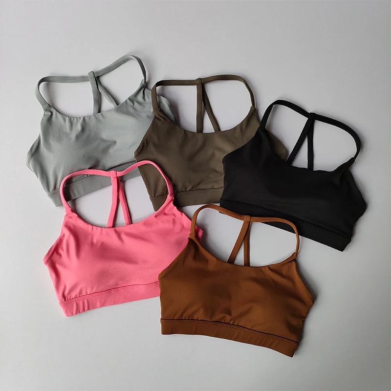 

Nude Gathering Sports Bra Women's Sexy Back Shockproof Fitness Bra Quick Drying Pilates Training Sports Running Yoga Tank Top