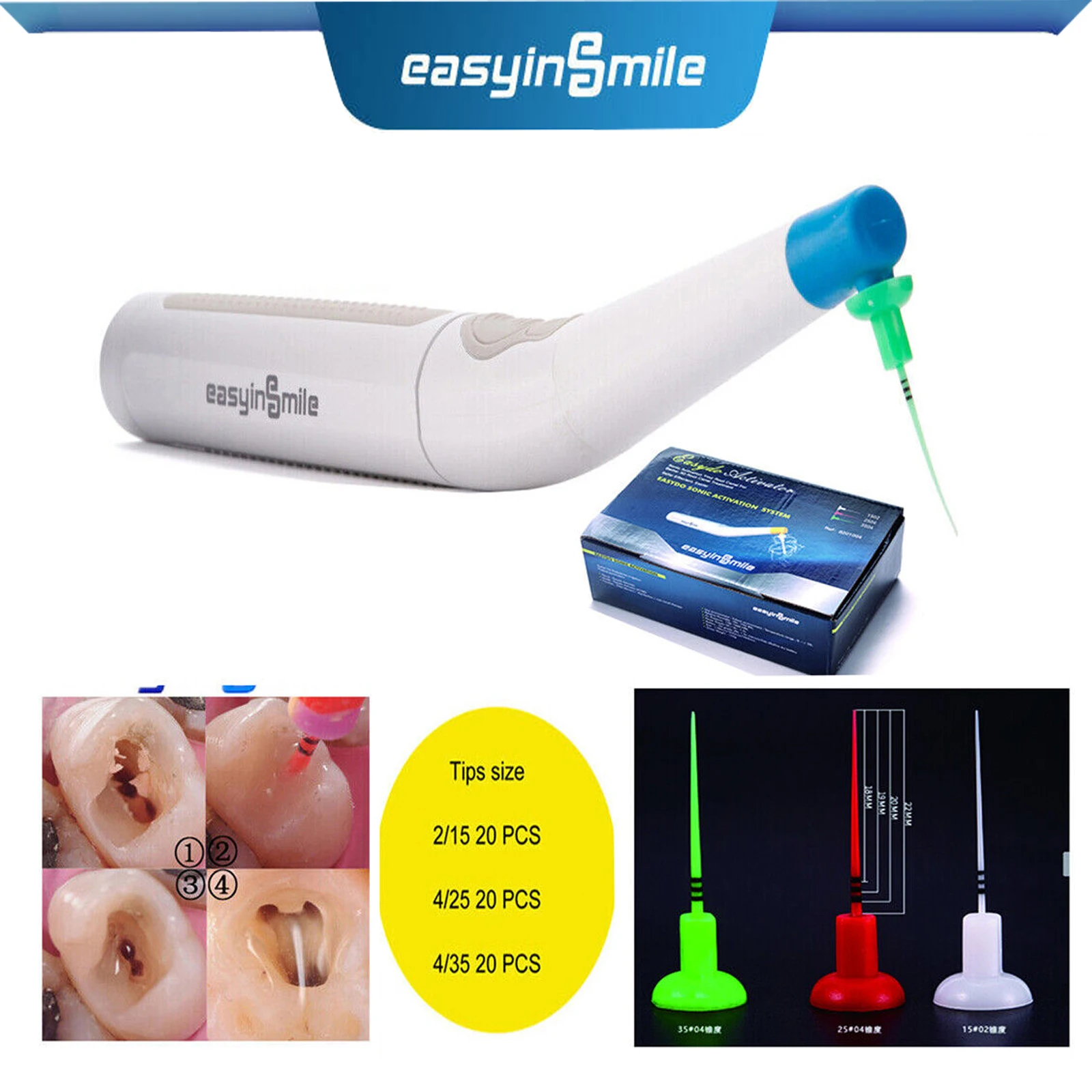 Easyinsmile Endo Sonic Activator Dental Root Canal 3D Irrigator with Bendable Never Break 60 Tips Free
Easyinsmile Endo Sonic Activator Dental Root Canal 3D Irrigator with Bendable Never Break 60 Tips Free