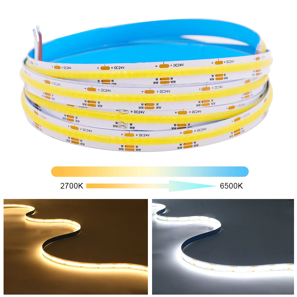 5M COB LED Strip DC 12V 24V CCT LED Lights 608LEDs/m IP20 IP67 Waterproof Ribbon Tape Diode Flexible Dimmable Linear Lighting
5M COB LED Strip DC 12V 24V CCT LED Lights 608LEDs/m IP20 IP67 Waterproof Ribbon Tape Diode Flexible Dimmable Linear Lighting