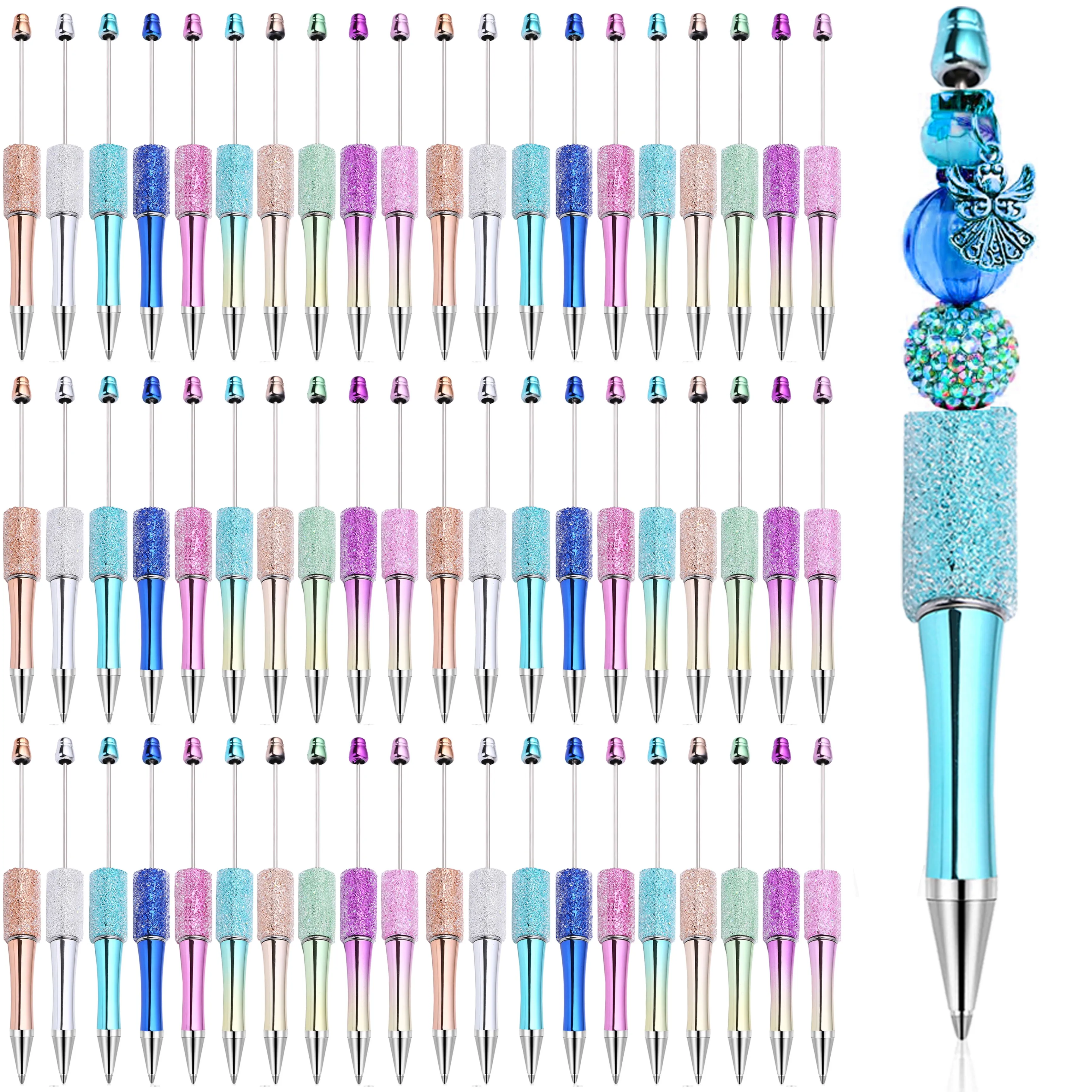 

60Pcs Creative Glitter Diamond Pen DIY Beaded Pen Wholesale Handmade BeadablePen Ball Pens Student School Office Gift